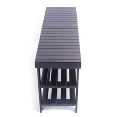 35.43 In. L X 11.02 In. W X 17.72 In. H 10-Pairs 3-Tier Brown Bamboo Shoe Rack
