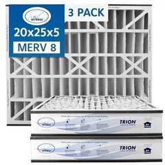 Trion Air Bear 255649-102 (3 Pack) Pleated Furnace Air Filter 20″x25″x5″ MERV 8