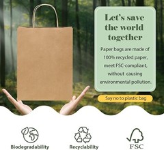 Kraft Paper Bags with Handles Party Shopping Gift Bags Bulk Brown White Black
