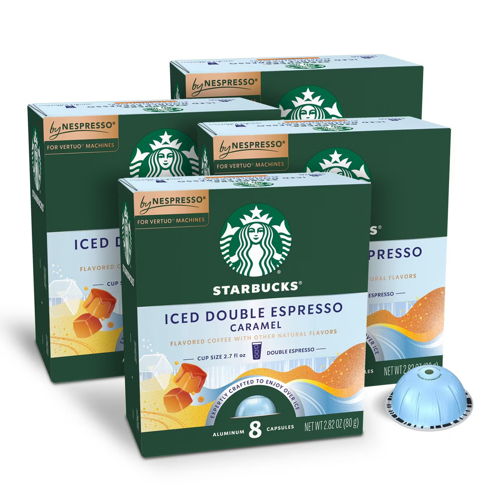 Starbucks Nespresso Vertuo Iced Double Espresso Caramel | 32 Capsules 4-8 Ct