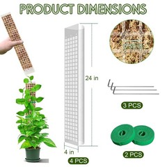 4Pcs Plastic Moss Pole Reusable Plant Support Stake for Monstera Climbing Plants