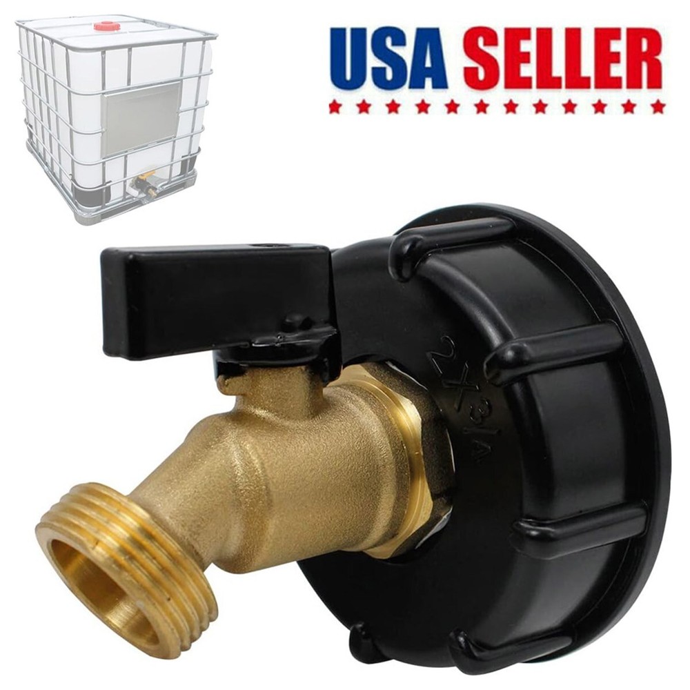 275-330 Gallon IBC Tote Water Tank Adapter 2″ Brass Fittings Valve Connector US