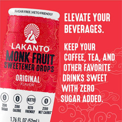 Lakanto Original Liquid Monk Fruit Extract Drops, 1.76 fl oz, 1 Count