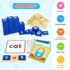 Learning Toys for 3 4 5 Years Old Kids – 116Pcs Short Vowel Letters Sorting Spel