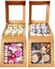 55pcs Brown Pie Boxes 8x8x2.5 inches Easy Assemble Macaroon Bakery Boxes Cook…