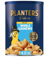PLANTERS Deluxe Salted Whole Cashews, Party Snacks, Protein 18.25oz (2 PACK)