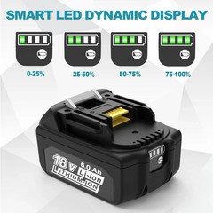 2 PACK BL1860B 6.0Ah 18V Lithium-Ion Battery For Makita BL1850B BL1840B BL1830B