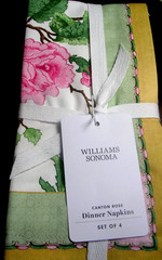 WILLIAMS SONOMA CANTON ROSE NAPKINS SET OF FOUR COTTON TWILL 20″ SQ NEW WITH TAG