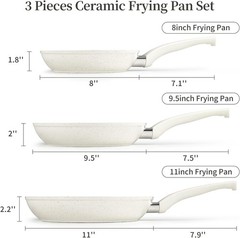 Ceramic Frying Pan Set with Lids – Non Stick Frying Pan with Lids