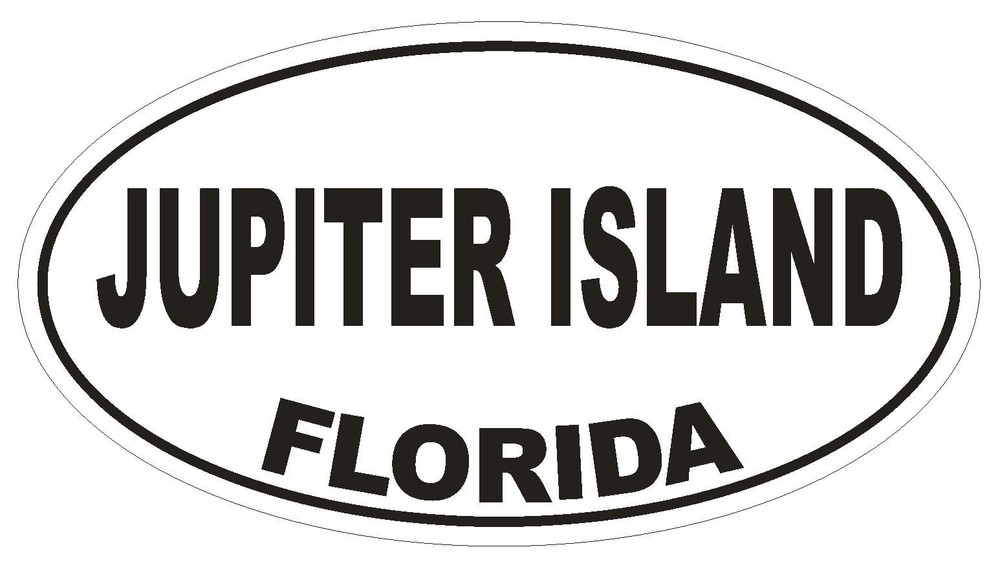 Jupiter Island Florida Oval Bumper Sticker or Helmet Sticker D2677 Decal