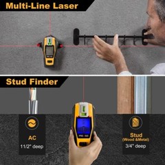 PREXISO 2-in-1 Stud Finders Rechargeable Multi Surface Cross Line Laser Scanners