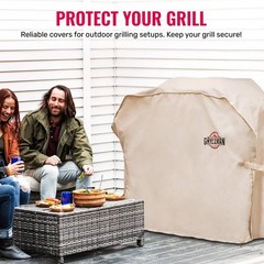 Grillman Grill Cover BBQ Outdoor Grill Covers Charcoal Gas Grills Tan, 58 in 2PK