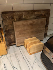 Handmade Pine Cutting Board Holder 4-Slot Countertop Organizer Tung Oil Finish