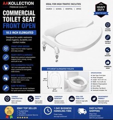 Commercial Toilet Seat Front Open, Toilet Seat Public 18.5 Inch Elongated