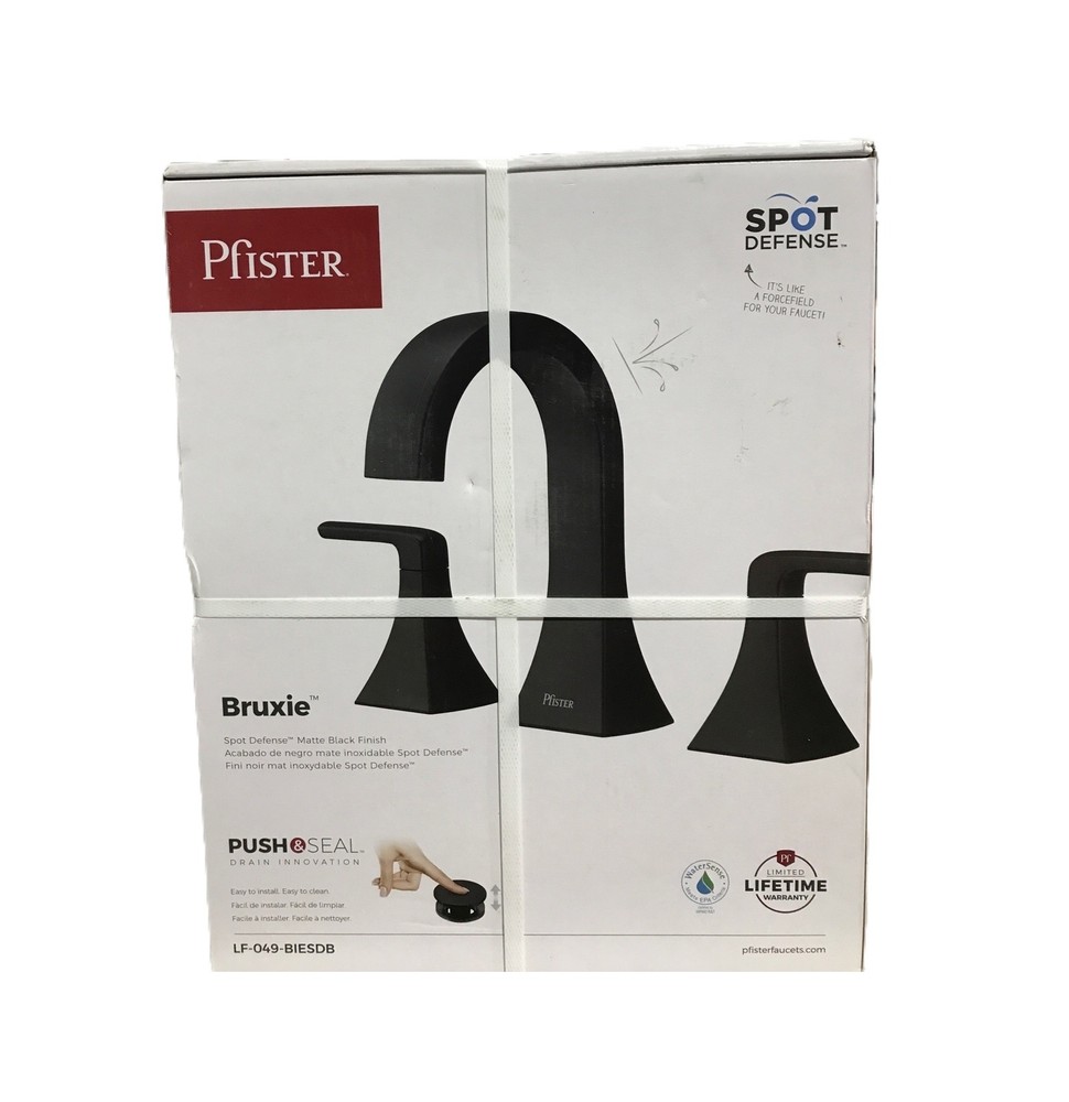 Pfister Bruxie 8 in. Widespread Double Handle Bathroom Faucet in Matte Black