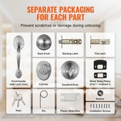VEVOR Front Door Handle and Deadbolt Set Satin Nickel Front Door Lock Set Knob