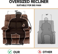 Oversized Recliner Chair, Big Man Recliner Chairs for 400LBS Adults, Extra Wide