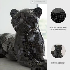 Drice Mosaic Black 24.25 In. X 10.25 In. Panther Glass Sculpture