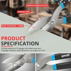 Heavy Duty Carbon Steel Straight Cut Tin Tinman Snip Sheet Metal Shears Scissors
