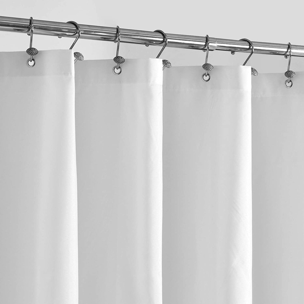 White Fabric Shower Curtain Liner Waterproof Machine Washable 70×72 Magnets New