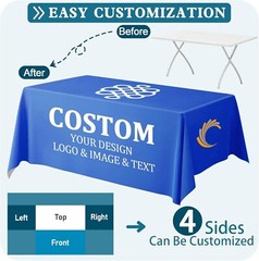 Customized Rectangle Tablecloth with Logo Personalized Table Cloth for Events