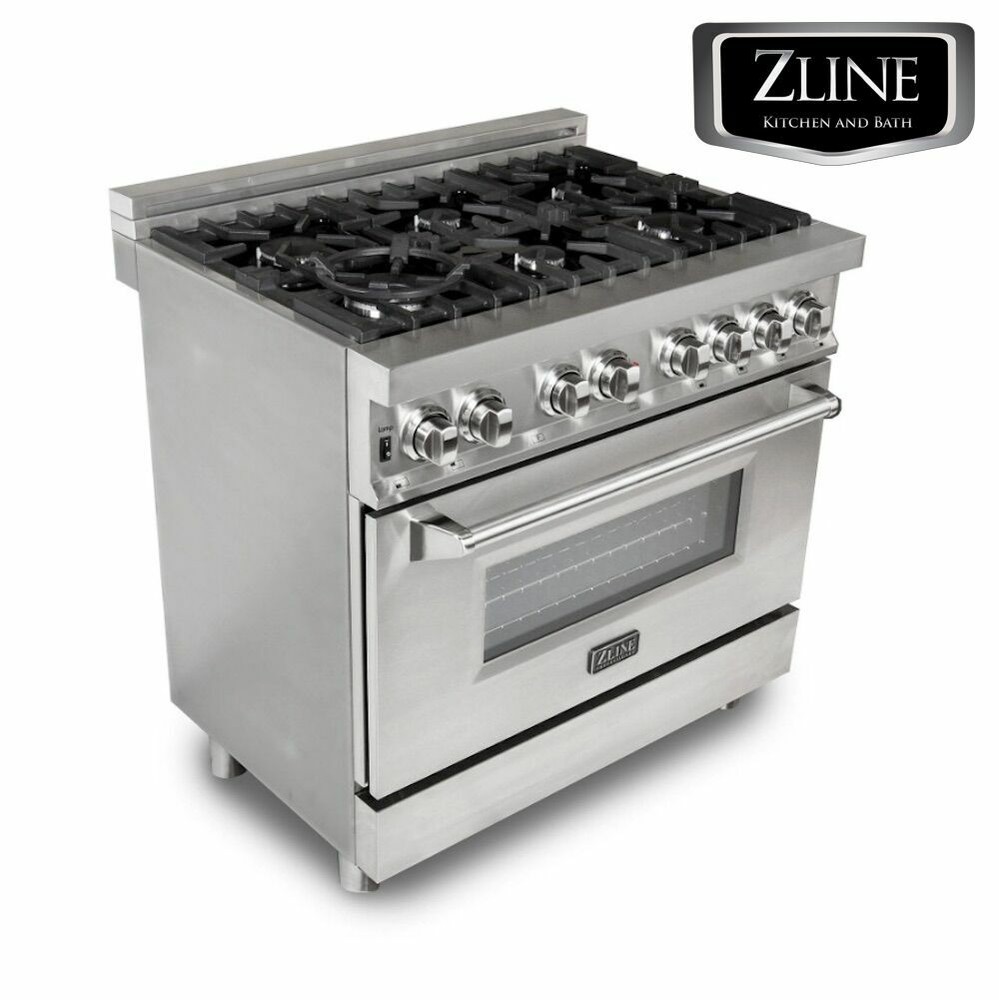 ZLINE 36″ Stainless DUAL FUEL 4.6 cu.ft. Gas Burner/Electric Oven Range RA36 OB1