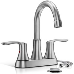 Brushed Nickel Bathroom Sink Faucet 3Hole 4in Centerset Vanity Mixer with Drain