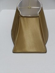 BEAUTIFUL SHANTUNG GOLD PLEATED SILK FABRIC RECTANGULAR LAMP SHADE SOME FLAWS