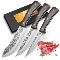 3 Pcs Boning Knives Set Butcher Knife Slaughter Knife High Carbon Steel Cleaver
