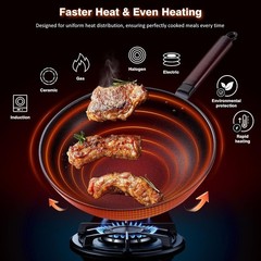 Carbon Steel Wok -13 Inch Woks & Stir-fry Pans Nonstick, Wok Pan with Lid Spa…