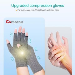 Compression Arthritis Gloves, 2 Pairs Fingerless Hand Support Wrist Brace for