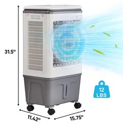 Portable Evaporative Cooler Swamp Cooler 3-in-1 5.28 Gal 7.5H Timer Humidifier