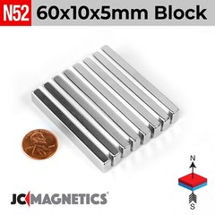 60mm x 10mm x 5mm N52 Super Strong Neodymium Magnet Blocks 60x10x5mm