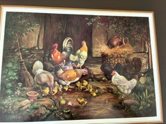 Pimpernel Vintage Set of 2 Large Barnyard Scene Chicken Rooster Placemats 15.5in