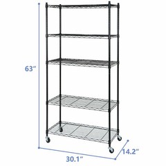 2PCS 5-Tier Shelves Wire Unit Rack Large Space Storage Rolling with 8 Casters