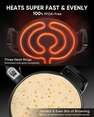 18.5″ Ethiopian Injera Maker Mitad (Mogogo) Electric Griddle Adjustable Tempe…