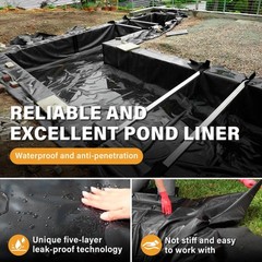 40x40ft Waterproof HDPE Pond Liner Pond Liners Fish Liner Gardens Landscaping US