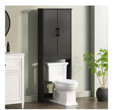 Ardent Over Toilet Storage Cabinet Black Bathroom Space Saver Shelf