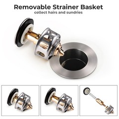 New Bathroom Pop Up Drain Vessel Basin Sink Stopper Brushed Nickel No Overflow