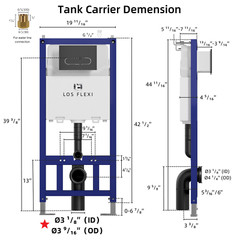 Los Flexi In-Wall Toilet Tank Carrier, 0.8/1.6GPF Dual Flush with Flush Plate