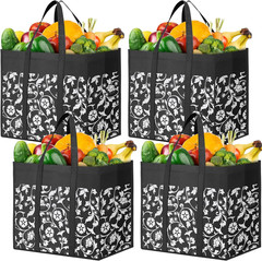 Reusable Grocery Bags 4 Pack Large Heavy Duty Shopping Totes Waterproof Foldable