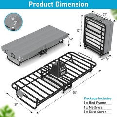 HL Rollaway Bed Folding Bed with 6cm Foam Mattress for Adults & Guest