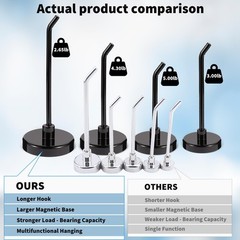 6 Pcs Magnetic Hooks 4.2in Heavy Duty Strong Magnet Hangers Black