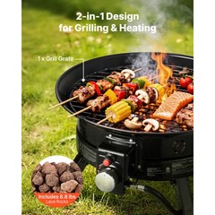 Uimoso 19-Inch Portable Propane Fire Pit, 53000BTU Gas Fire Bowl for Outdoor Use