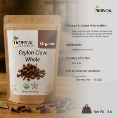 Cloves Whole Organic 16 oz (1 lb) | USDA Organic & Kosher Certified | Premium