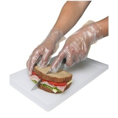 Clear Plastic Food Service Gloves – 4 Sizes – Disposable Kitchen Embossed Poly
