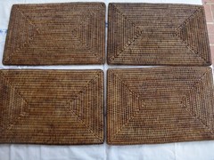4~Honey Brown Tava Rattan Handwoven Rectangular 18″ x 12 1/2″ Placemats