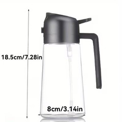 2-in-1 Oil Dispenser & Sprayer 16oz Glass Bottle Food-grade For Kitchen & BBQ