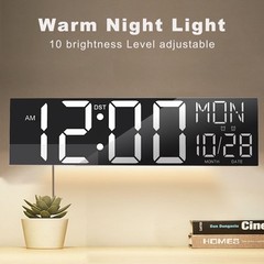 JALL 30″ Large Digital Wall Mount Clock with Remote Control, White