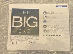 The Big One Easy Care Sheet Set Twin XL Dorm Size Gray Color and Gridlock Design